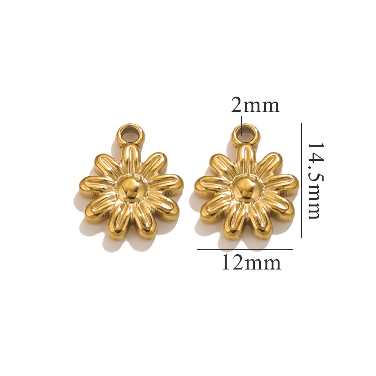 Gold color / 1 Piece Simple Retro Style Cartoon Flower Shape Stainless Steel  Gold Color Women's Pendant Picture14